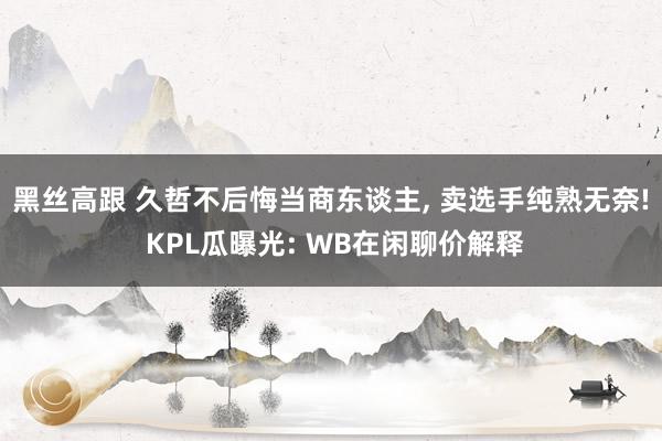 黑丝高跟 久哲不后悔当商东谈主， 卖选手纯熟无奈! KPL瓜曝光: WB在闲聊价解释