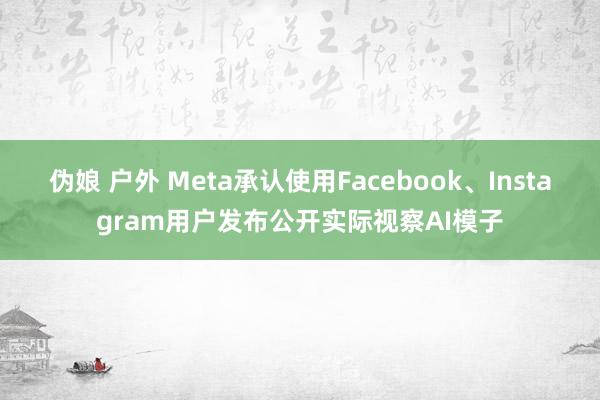 伪娘 户外 Meta承认使用Facebook、Instagram用户发布公开实际视察AI模子