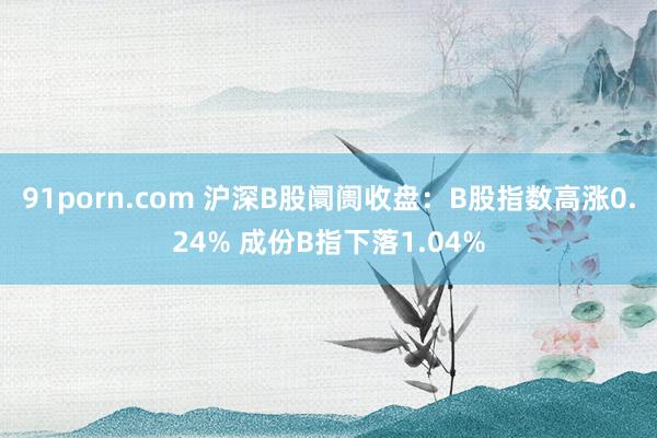 91porn.com 沪深B股阛阓收盘：B股指数高涨0.24% 成份B指下落1.04%