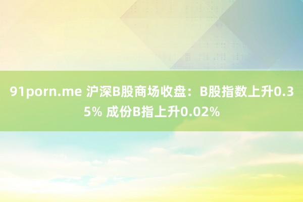 91porn.me 沪深B股商场收盘：B股指数上升0.35% 成份B指上升0.02%