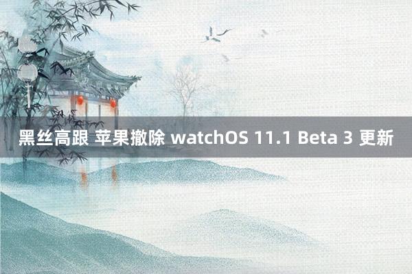 黑丝高跟 苹果撤除 watchOS 11.1 Beta 3 更新