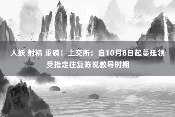 人妖 射精 重磅！上交所：自10月8日起蔓延领受指定往复陈说教导时期