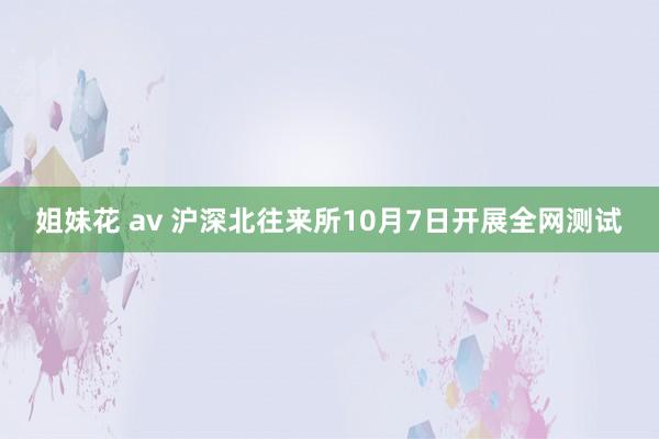 姐妹花 av 沪深北往来所10月7日开展全网测试