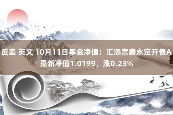 反差 英文 10月11日基金净值：汇添富鑫永定开债A最新净值1.0199，涨0.23%