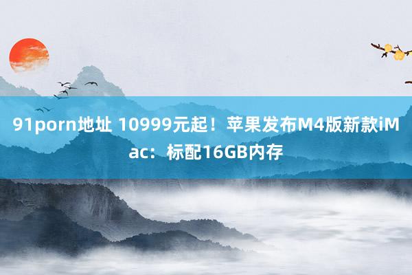 91porn地址 10999元起！苹果发布M4版新款iMac：标配16GB内存