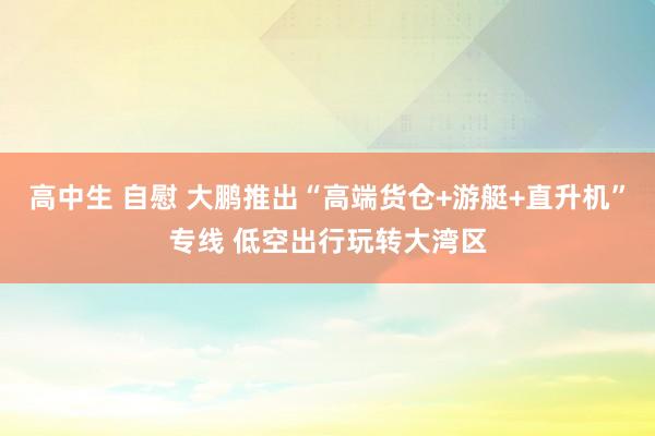 高中生 自慰 大鹏推出“高端货仓+游艇+直升机”专线 低空出行玩转大湾区