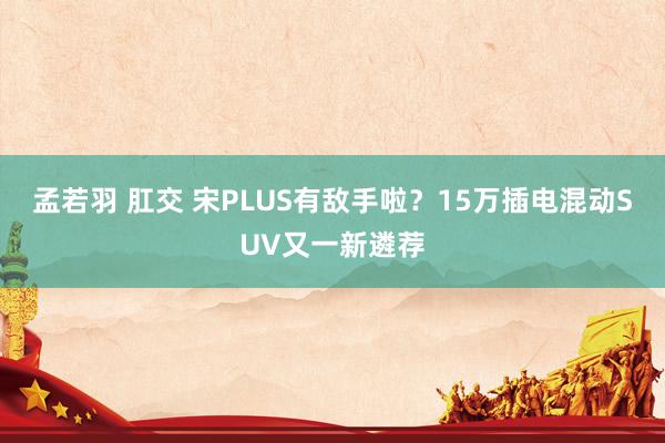 孟若羽 肛交 宋PLUS有敌手啦？15万插电混动SUV又一新遴荐