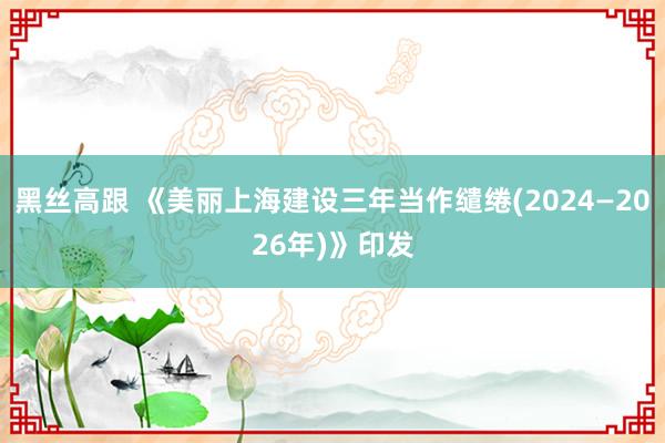 黑丝高跟 《美丽上海建设三年当作缱绻(2024—2026年)》印发