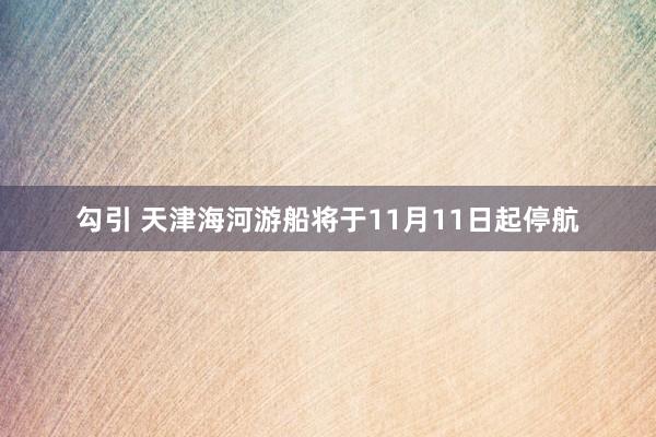 勾引 天津海河游船将于11月11日起停航