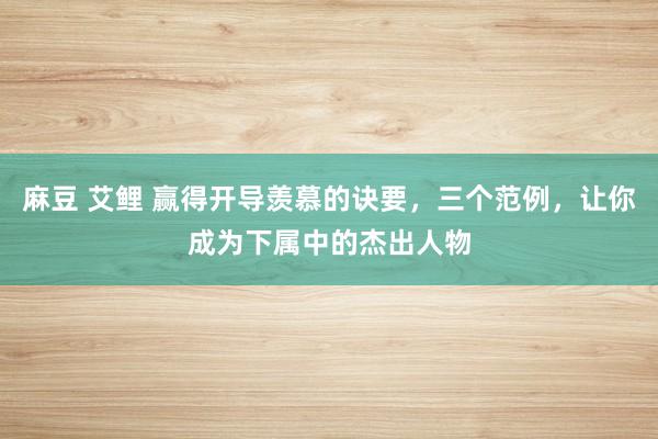 麻豆 艾鲤 赢得开导羡慕的诀要，三个范例，让你成为下属中的杰出人物