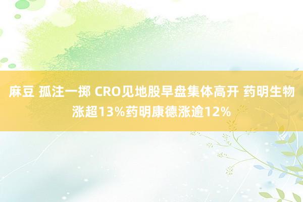 麻豆 孤注一掷 CRO见地股早盘集体高开 药明生物涨超13%药明康德涨逾12%