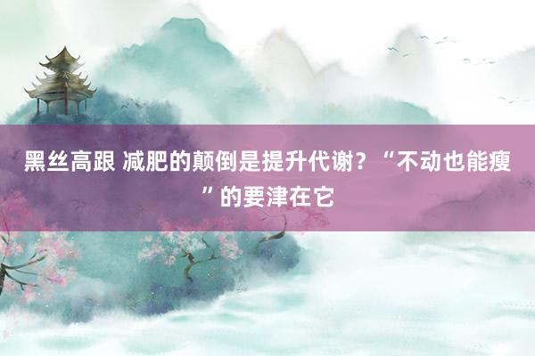 黑丝高跟 减肥的颠倒是提升代谢？“不动也能瘦”的要津在它