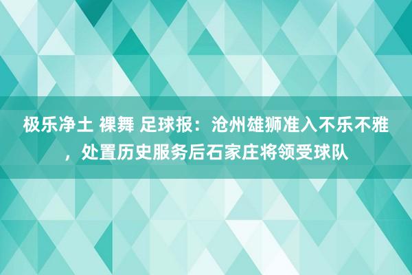 极乐净土 裸舞 足球报：沧州雄狮准入不乐不雅，处置历史服务后石家庄将领受球队