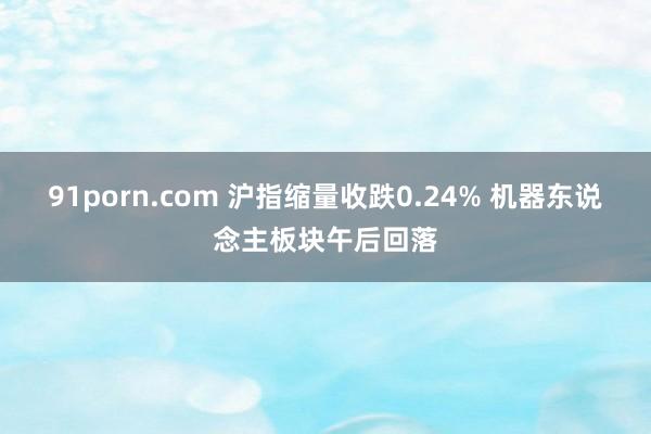 91porn.com 沪指缩量收跌0.24% 机器东说念主板块午后回落