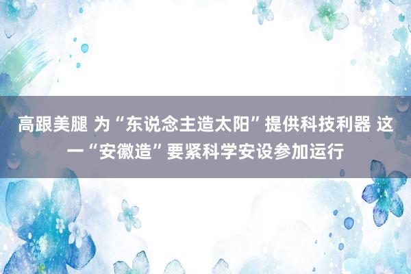 高跟美腿 为“东说念主造太阳”提供科技利器 这一“安徽造”要紧科学安设参加运行