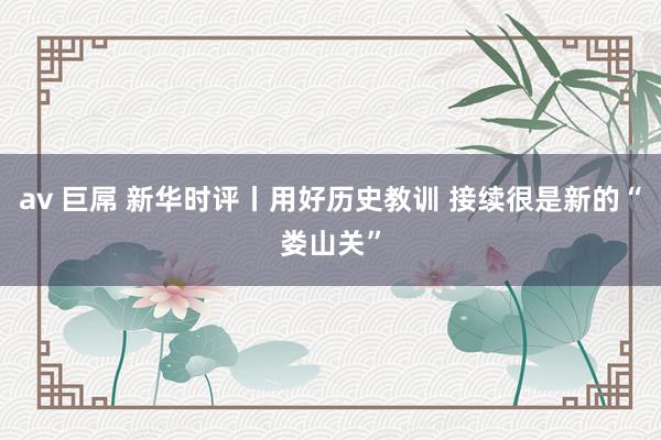 av 巨屌 新华时评丨用好历史教训 接续很是新的“娄山关”